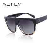 AOFLY 2017 Fashion Sunglasses Women Flat Top Style Brand Design Vintage Sun glasses Female Rivet Shades Big Frame Shades UV400