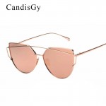 CandisGy Cat eye Women Sunglasses 2016 New Brand Design Mirror Flat Rose Gold Vintage Cateye Fashion sun glasses lady Eyewear
