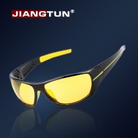 JIANGTUN New Night Vision Sunglasses Men Brand Designer Fashion Polarized Night Driving Enhanced Light At Rainy Cloudy Fog Day